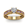 Load image into Gallery viewer, heart-shaped-antique-filigree-diamond-ring-with-violac-topaz-in-14K-yellow-gold-FDENS3543HTRGVITOANGLE5-NL-YG_7ab2feb5-a2b0-4c08-a122-6de16a707d8d