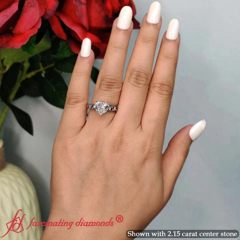 Antique Filigree Heart Shaped Diamond Engagement Ring