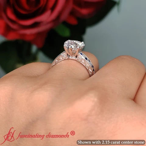 Antique Filigree Heart Shaped Diamond Engagement Ring