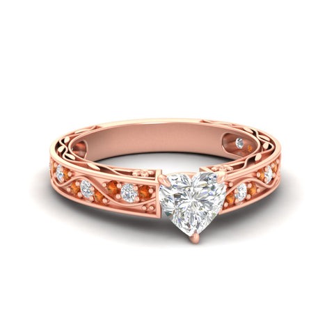 Heart Shaped Lab Grown Antique Filigree Engagement Ring