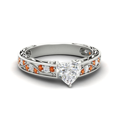 Heart Shaped Lab Grown Antique Filigree Engagement Ring