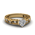 Load image into Gallery viewer, heart-shaped-antique-filigree-ring-with-black-diamond-in-14K-yellow-gold-FDENS3543HTRGBLACK-NL-YG
