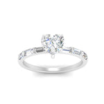 Load image into Gallery viewer, Thin Heart Shaped Engagement Ring With Baguette
