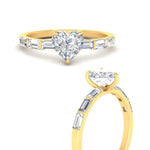 Load image into Gallery viewer, Thin Heart Shaped Engagement Ring With Baguette
