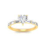 Load image into Gallery viewer, Thin Heart Shaped Engagement Ring With Baguette
