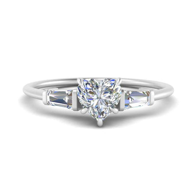 Tapered Baguette Heart Cut Engagement Ring
