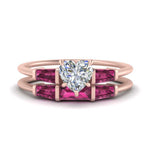 Load image into Gallery viewer, heart-shaped-bar-set-pink-sapphire-ring-with-matching-3-baguette-wedding-band-in-FDENS100HTGSADRPI-NL-RG
