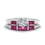 Load image into Gallery viewer, heart-shaped-bar-set-pink-sapphire-ring-with-matching-3-baguette-wedding-band-in-FDENS100HTGSADRPI-NL-WG
