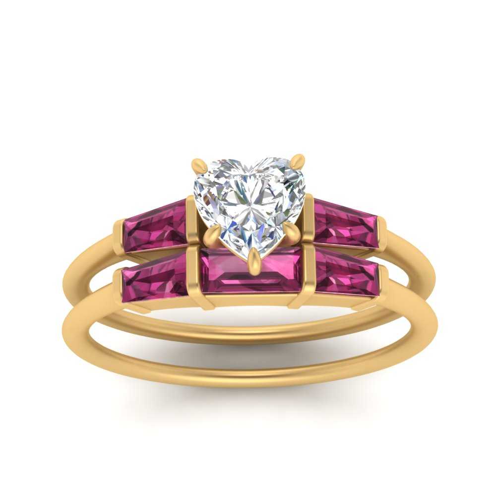 heart-shaped-bar-set-pink-sapphire-ring-with-matching-3-baguette-wedding-band-in-FDENS100HTGSADRPI-NL-YG