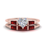 Load image into Gallery viewer, heart-shaped-bar-set-ruby-ring-with-matching-3-baguette-wedding-band-in-FDENS100HTGRUDR-NL-RG
