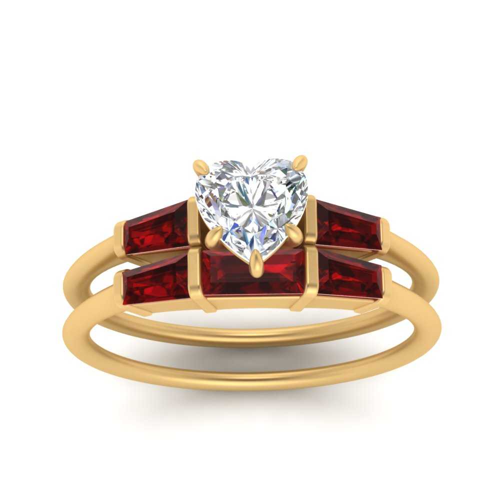 heart-shaped-bar-set-ruby-ring-with-matching-3-baguette-wedding-band-in-FDENS100HTGRUDR-NL-YG