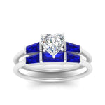 Load image into Gallery viewer, heart-shaped-bar-set-sapphire-ring-with-matching-3-baguette-wedding-band-in-FDENS100HTGSABL-NL-WG

