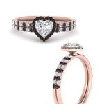 Load image into Gallery viewer, heart-shaped-black-diamond-halo-wedding-ring-set-in-rose-gold-FD8523HTGBLACK-NL-RG
