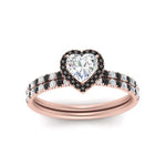 Load image into Gallery viewer, heart-shaped-black-diamond-halo-wedding-ring-set-in-rose-gold-FD8523HTGBLACK-NL-RG
