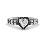 Load image into Gallery viewer, heart-shaped-black-diamond-halo-wedding-ring-set-in-white-gold-FD8523HTGBLACK-NL-WG
