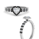 Load image into Gallery viewer, heart-shaped-black-diamond-halo-wedding-ring-set-in-white-gold-FD8523HTGBLACK-NL-WG
