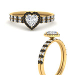 Load image into Gallery viewer, heart-shaped-black-diamond-halo-wedding-ring-set-in-yellow-gold-FD8523HTGBLACK-NL-YG
