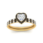 Load image into Gallery viewer, heart-shaped-black-diamond-halo-wedding-ring-set-in-yellow-gold-FD8523HTGBLACK-NL-YG
