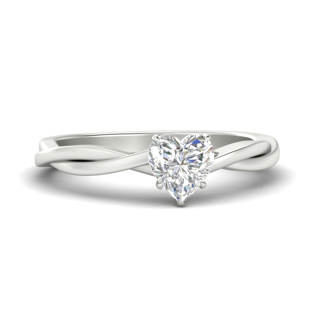 Heart Shaped Braided Shank Solitaire Engagement Ring