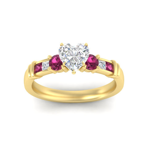Heart Shaped Channel Set Cultured Diamond Ring