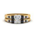 Load image into Gallery viewer, heart-shaped-channel-three-stone-diamond-engagement-ring-with-black-diamond-in-yellow-gold-FDENS205HTGBLACK-NL-YG.jpg
