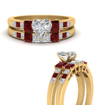 Load image into Gallery viewer, heart-shaped-channel-three-stone-diamond-engagement-ring-with-ruby-in-yellow-gold-FDENS205HTGRUDR-NL-YG.jpg
