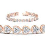 Load image into Gallery viewer, heart-shaped-diamond-bezel-tennis-bracelet-10-40-carat-in-rose-gold-fdbrc10581htangle2-10-40-ct-nl-rg

