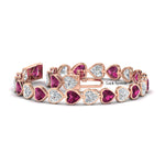 Load image into Gallery viewer, heart-shaped-diamond-bezel-tennis-bracelet-10-40-carat-with-pink-sapphire-in-rose-gold-fdbrc10581htgsadrpiangle2-10-40-ct-nl-rg
