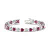 Load image into Gallery viewer, heart-shaped-diamond-bezel-tennis-bracelet-10-40-carat-with-pink-sapphire-in-white-gold-fdbrc10581htgsadrpiangle2-10-40-ct-nl-wg