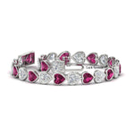 Load image into Gallery viewer, heart-shaped-diamond-bezel-tennis-bracelet-10-40-carat-with-pink-sapphire-in-white-gold-fdbrc10581htgsadrpiangle2-10-40-ct-nl-wg
