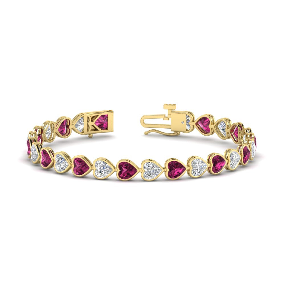 heart-shaped-diamond-bezel-tennis-bracelet-10-40-carat-with-pink-sapphire-in-yellow-gold-fdbrc10581htgsadrpiangle2-10-40-ct-nl-yg