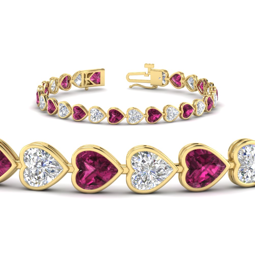 heart-shaped-diamond-bezel-tennis-bracelet-10-40-carat-with-pink-sapphire-in-yellow-gold-fdbrc10581htgsadrpiangle2-10-40-ct-nl-yg