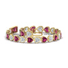 Load image into Gallery viewer, heart-shaped-diamond-bezel-tennis-bracelet-10-40-carat-with-pink-sapphire-in-yellow-gold-fdbrc10581htgsadrpiangle2-10-40-ct-nl-yg