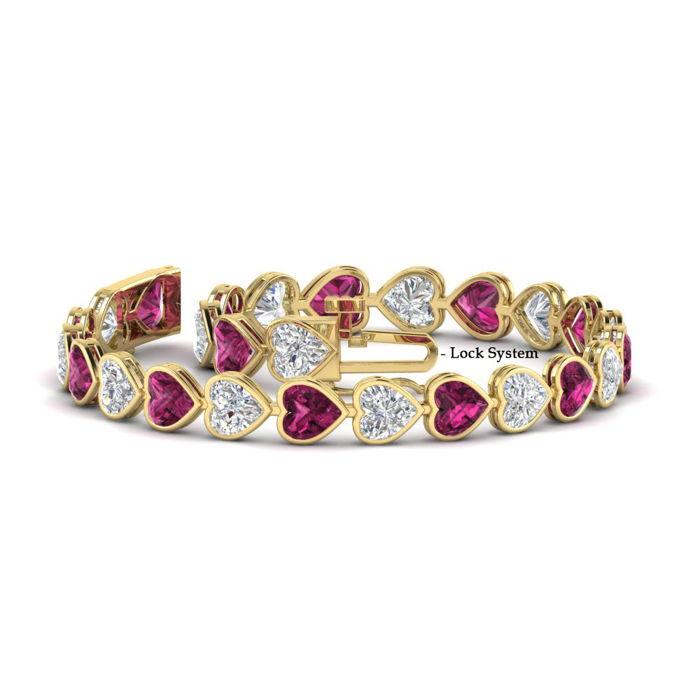 heart-shaped-diamond-bezel-tennis-bracelet-10-40-carat-with-pink-sapphire-in-yellow-gold-fdbrc10581htgsadrpiangle2-10-40-ct-nl-yg