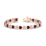 Load image into Gallery viewer, heart-shaped-diamond-bezel-tennis-bracelet-10-40-carat-with-ruby-in-rose-gold-fdbrc10581htgrudrangle2-10-40-ct-nl-rg
