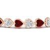 Load image into Gallery viewer, heart-shaped-diamond-bezel-tennis-bracelet-10-40-carat-with-ruby-in-rose-gold-fdbrc10581htgrudrangle2-10-40-ct-nl-rg