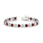 Load image into Gallery viewer, heart-shaped-diamond-bezel-tennis-bracelet-10-40-carat-with-ruby-in-white-gold-fdbrc10581htgrudrangle2-10-40-ct-nl-wg
