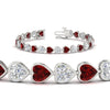 Load image into Gallery viewer, heart-shaped-diamond-bezel-tennis-bracelet-10-40-carat-with-ruby-in-white-gold-fdbrc10581htgrudrangle2-10-40-ct-nl-wg