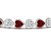 Load image into Gallery viewer, heart-shaped-diamond-bezel-tennis-bracelet-10-40-carat-with-ruby-in-white-gold-fdbrc10581htgrudrangle2-10-40-ct-nl-wg