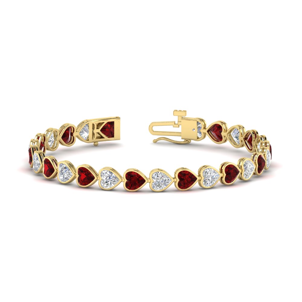 heart-shaped-diamond-bezel-tennis-bracelet-10-40-carat-with-ruby-in-yellow-gold-fdbrc10581htgrudrangle2-10-40-ct-nl-yg