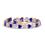 Load image into Gallery viewer, heart-shaped-diamond-bezel-tennis-bracelet-10-40-carat-with-sapphire-in-rose-gold-fdbrc10581htgsablangle2-10-40-ct-nl-rg
