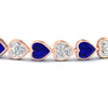 Load image into Gallery viewer, heart-shaped-diamond-bezel-tennis-bracelet-10-40-carat-with-sapphire-in-rose-gold-fdbrc10581htgsablangle2-10-40-ct-nl-rg