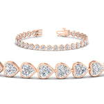 Load image into Gallery viewer, heart-shaped-diamond-bezel-tennis-bracelet-7-75-carat-in-rose-gold-fdbrc10581htangle2-7-75-ct-nl-rg
