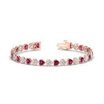 Load image into Gallery viewer, heart-shaped-diamond-bezel-tennis-bracelet-7-75-carat-with-pink-sapphire-in-rose-gold-fdbrc10581htgsadrpiangle2-7-75-ct-nl-rg

