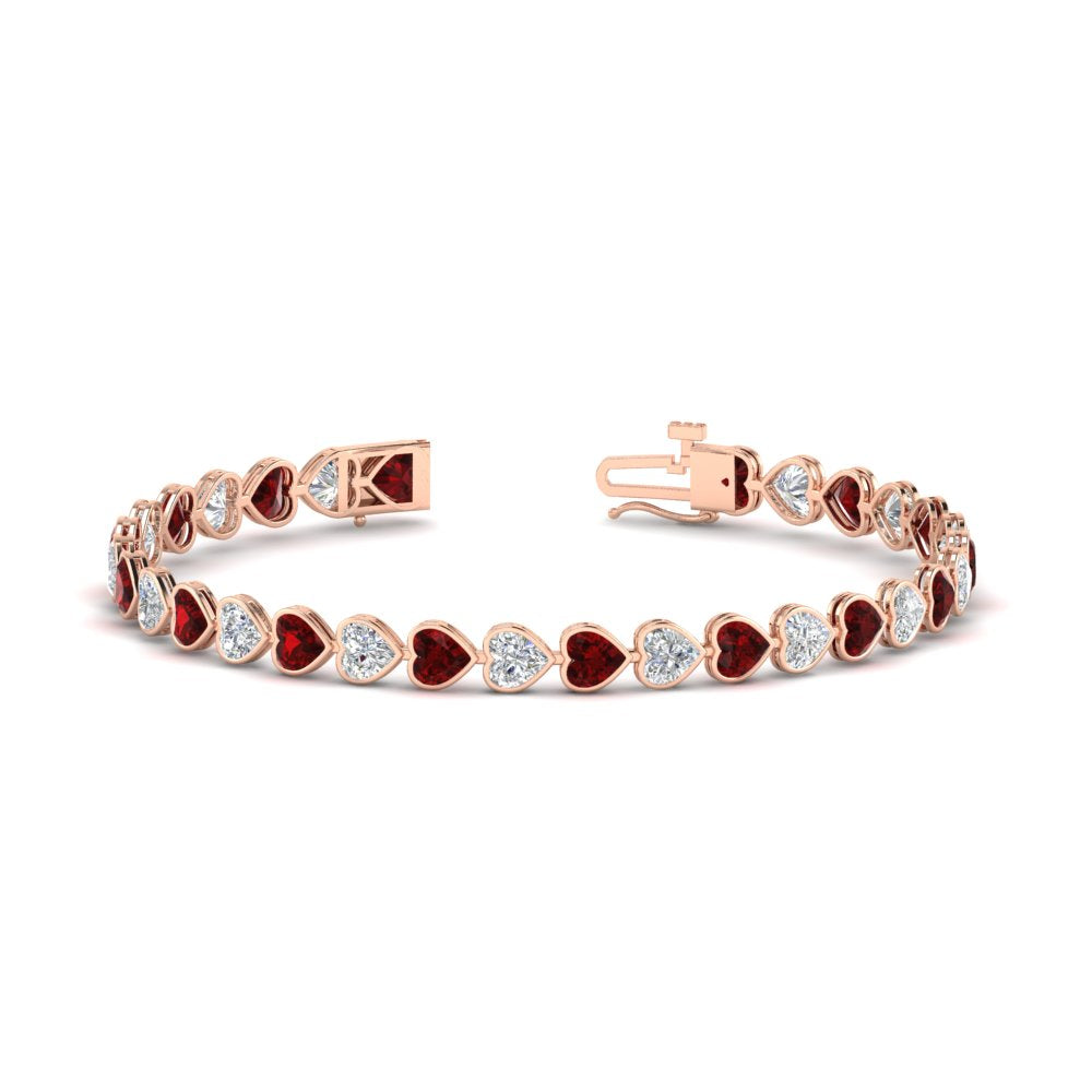 heart-shaped-diamond-bezel-tennis-bracelet-7-75-carat-with-ruby-in-rose-gold-fdbrc10581htgrudrangle2-7-75-ct-nl-rg