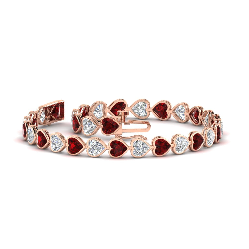 heart-shaped-diamond-bezel-tennis-bracelet-7-75-carat-with-ruby-in-rose-gold-fdbrc10581htgrudrangle2-7-75-ct-nl-rg