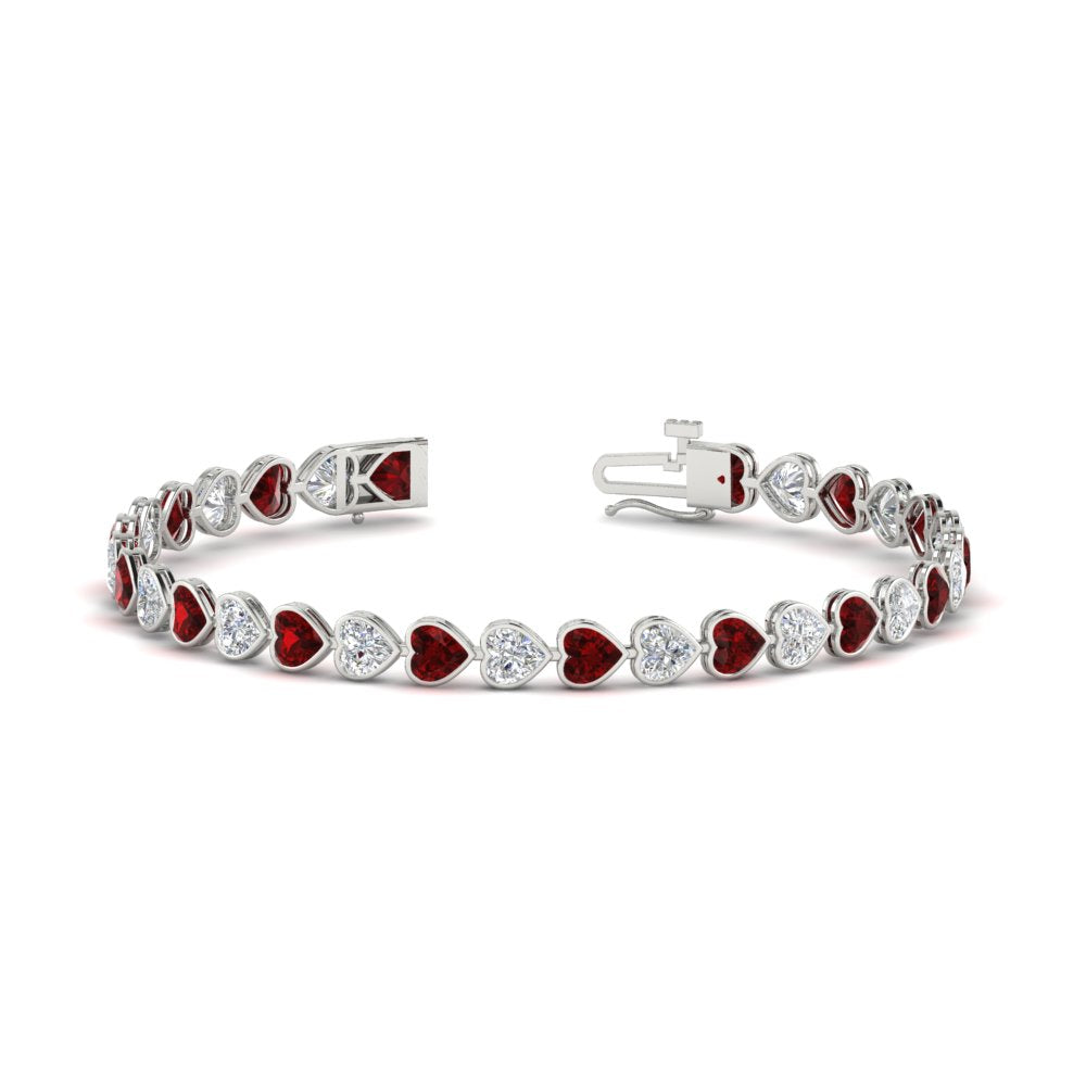 heart-shaped-diamond-bezel-tennis-bracelet-7-75-carat-with-ruby-in-white-gold-fdbrc10581htgrudrangle2-7-75-ct-nl-wg