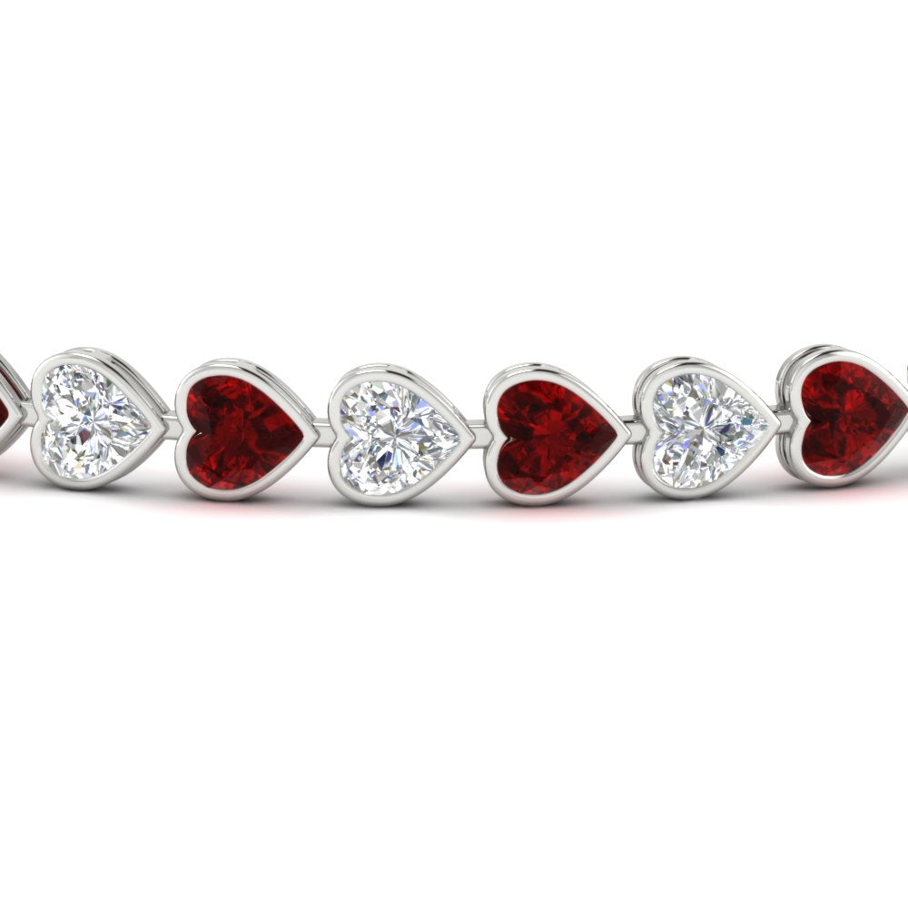 heart-shaped-diamond-bezel-tennis-bracelet-7-75-carat-with-ruby-in-white-gold-fdbrc10581htgrudrangle2-7-75-ct-nl-wg