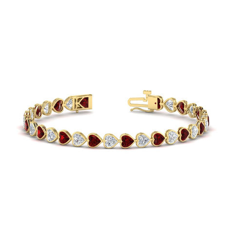 heart-shaped-diamond-bezel-tennis-bracelet-7-75-carat-with-ruby-in-yellow-gold-fdbrc10581htgrudrangle2-7-75-ct-nl-yg