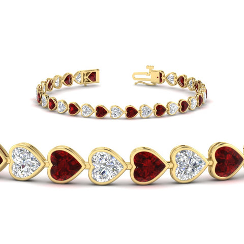 heart-shaped-diamond-bezel-tennis-bracelet-7-75-carat-with-ruby-in-yellow-gold-fdbrc10581htgrudrangle2-7-75-ct-nl-yg